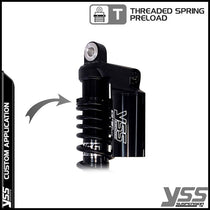 Amortisseurs YSS RG362-360TRCL-49-BLK pour Royal Enfield Continental. Blackpines.fr
