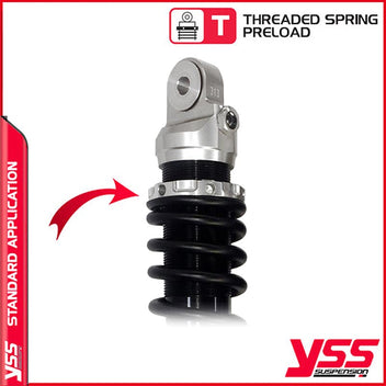 Amortisseurs moto YSS RZ MO 362 TRL ALU & BLK pour Honda CX. Blackpines.fr