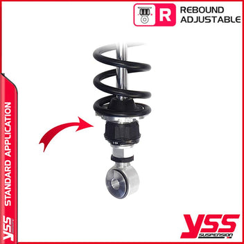 Amortisseurs moto YSS RZ MO 362 TRL ALU & BLK pour Honda CX. Blackpines.fr