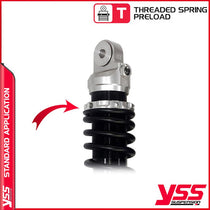 Amortisseurs moto YSS RZ362-300TRL-08-88 pour Triumph Bonneville T140. Blackpines.fr