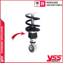 Amortisseurs moto YSS RZ362-300TRL-08-88 pour Triumph Bonneville T140. Blackpines.fr