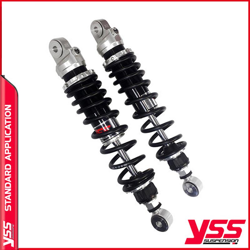 Amortisseurs moto YSS RZ362-300TRL-08-88 pour Triumph Bonneville T140. Blackpines.fr