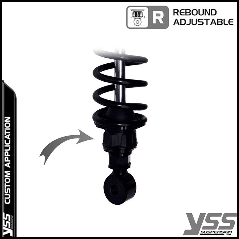 Amortisseurs moto YSS RZ362-360TRL-49S-BLK pour Royal Enfield Continental. Blackpines.fr