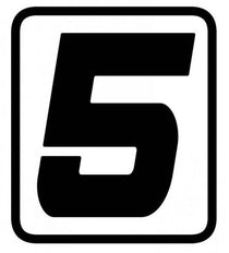 Autocollant chiffre 5 pour plaque moto Barracuda. Blackpines.fr