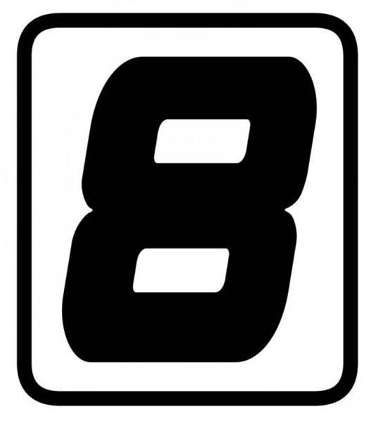 Autocollant chiffre 8 pour plaque moto Barracuda. Blackpines.fr