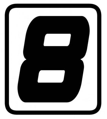 Autocollant chiffre 8 pour plaque moto Barracuda. Blackpines.fr