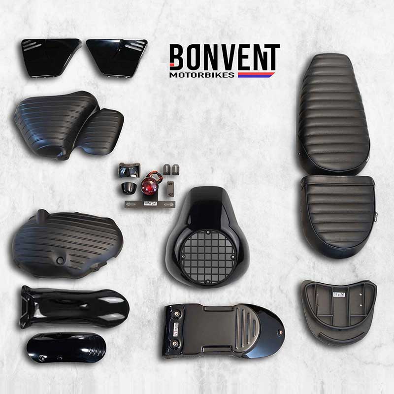Kit scrambler vintage rallye lite Bonvent pour Royal Enfield 650. Blackpines.fr