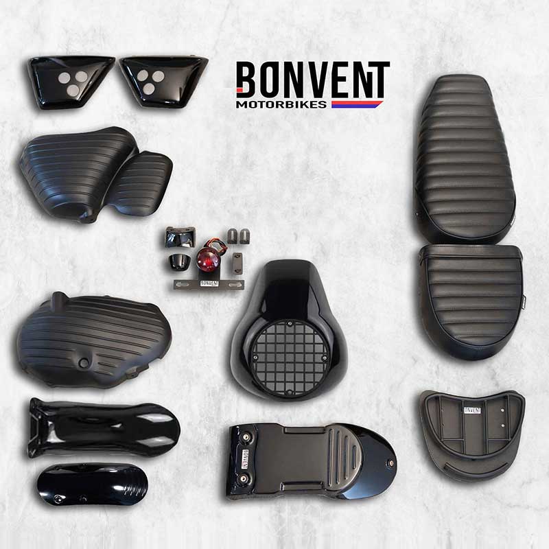 Kit scrambler vintage rallye lite Bonvent pour Royal Enfield 650. Blackpines.fr