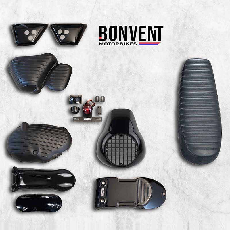 Kit scrambler vintage rallye lite Bonvent pour Royal Enfield 650. Blackpines.fr