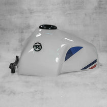 Cache reservoir moto rallye blanc pour Interceptor. Blackpines.fr