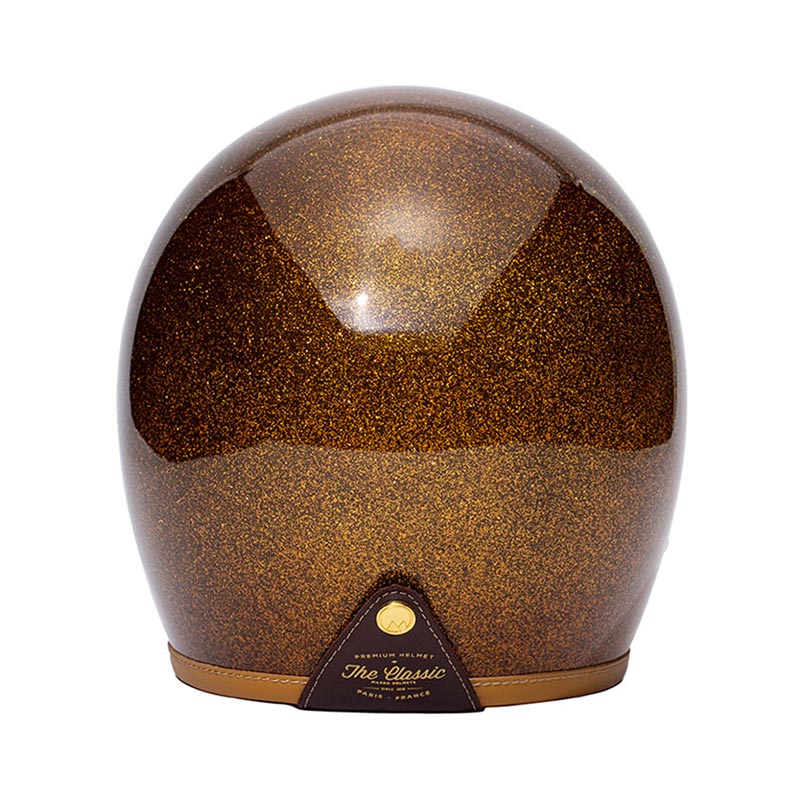 Casque jet vintage marron paillete The Classic de Marko Helmets. Blackpines.fr