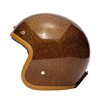 Casque jet vintage marron paillete The Classic de Marko Helmets. Blackpines.fr