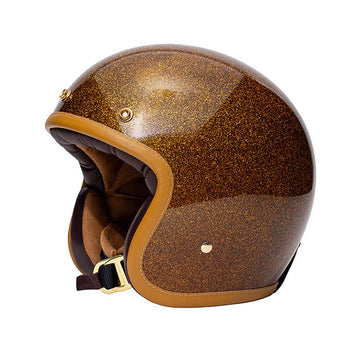 Casque jet vintage marron paillete The Classic de Marko Helmets. Blackpines.fr