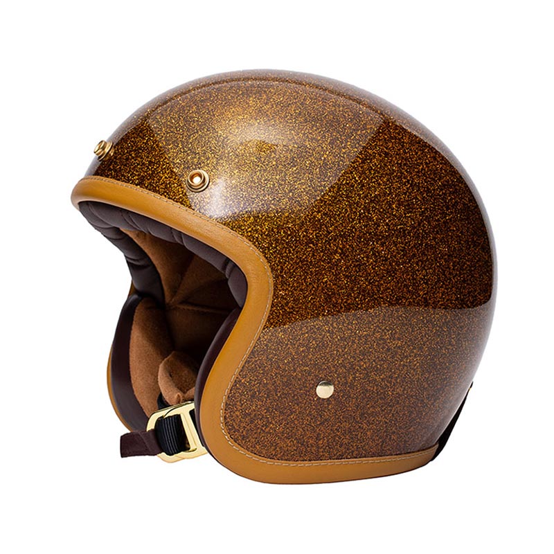 Casque jet vintage marron paillete The Classic de Marko Helmets. Blackpines.fr