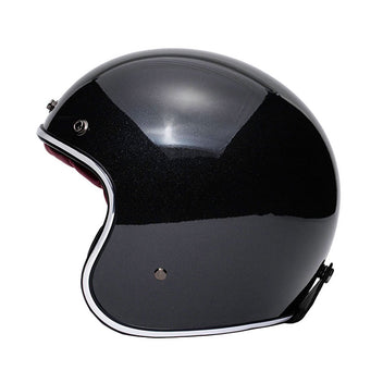 Casque jet vintage Marko The Classic noir interieur rouge. Blackpines.fr