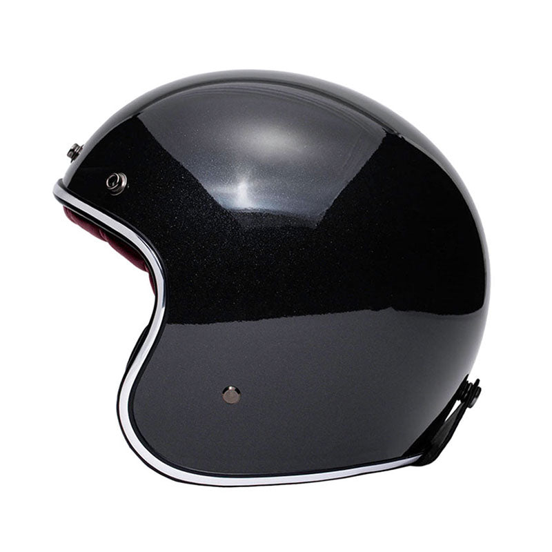 Casque jet vintage Marko The Classic noir interieur rouge. Blackpines.fr