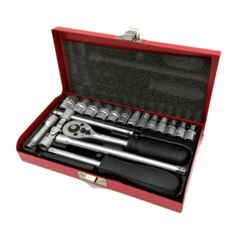 Coffret cliquet 1/4 19 Pièces BRAZOLINE-blackpines.fr