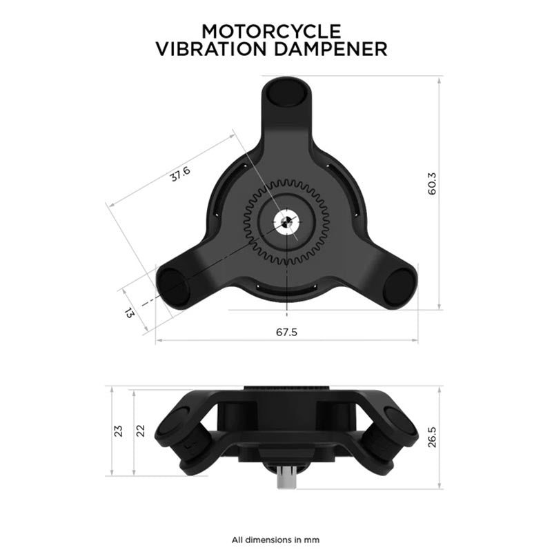 Amortisseur de vibrations moto Quad Lock. Blackpines.fr