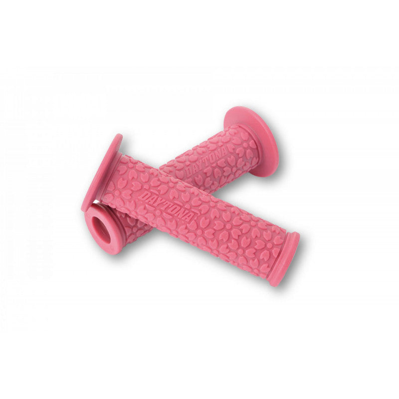 Paire de poignees moto roses DAYTONA SAKURA 22 mm. Blackpines.fr
