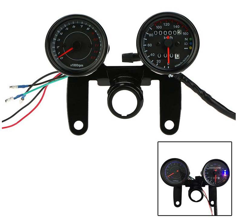 Kit mini compteur de vitesse moto plus compte tours. Blackpines.fr