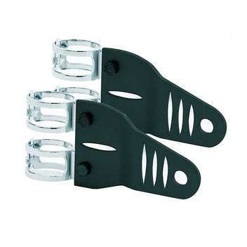 Paire de pattes de phare noires BRAZOLINE avec colliers diametre 31 mm a 58 mm. Blackpines.fr