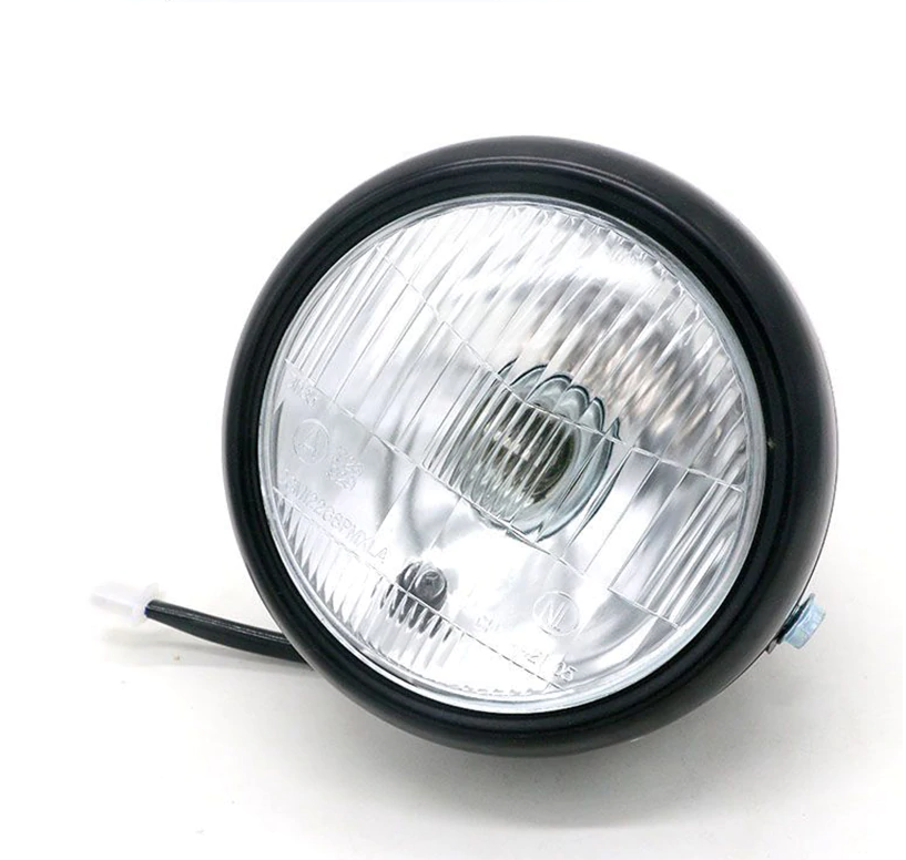 Kit Phare SCRAMBLER Vintage jaune ou blanc avec grille et pattes de fixation Blanc blackpines.fr  blackpines.fr