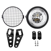 Kit Phare avant LED Scrambler CAFE RACER avec grille et pattes de fixation-blackpines.fr