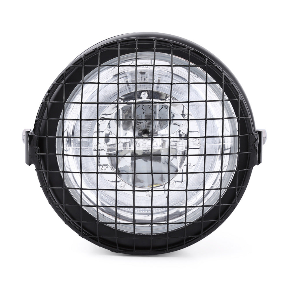 Kit Phare avant LED Scrambler CAFE RACER avec grille et pattes de fixation-blackpines.fr