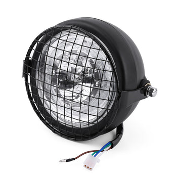 Kit Phare avant LED Scrambler CAFE RACER avec grille et pattes de fixation-blackpines.fr