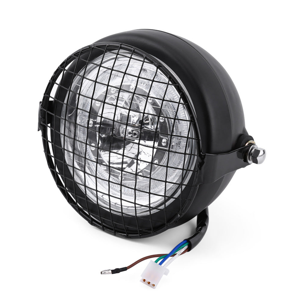 Kit Phare avant LED Scrambler CAFE RACER avec grille et pattes de fixation-blackpines.fr