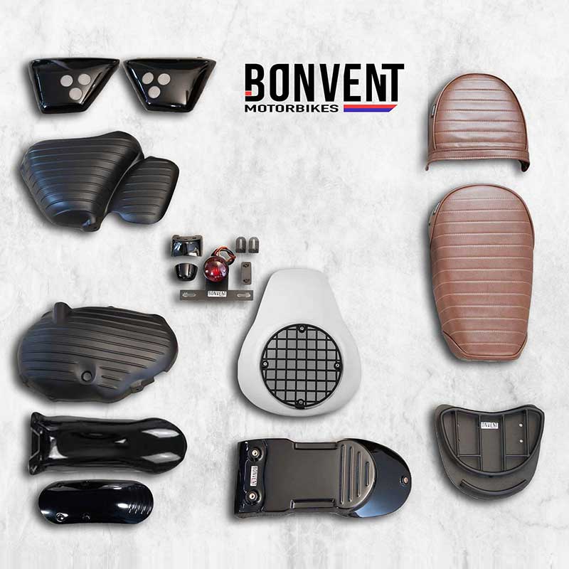 Kit scrambler vintage rallye lite Bonvent pour Royal Enfield 650. Blackpines.fr