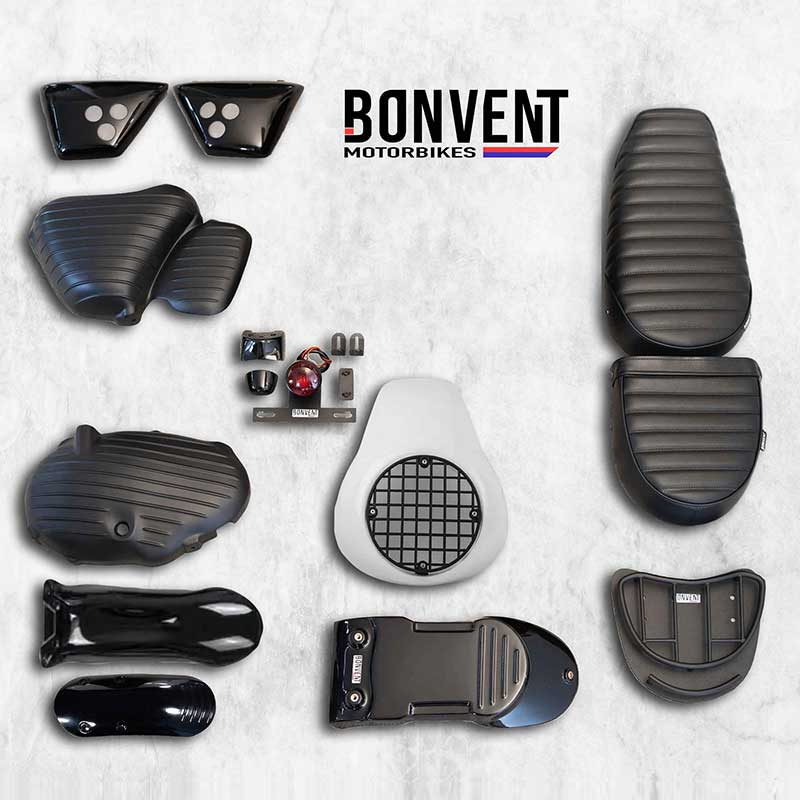 Kit scrambler vintage rallye lite Bonvent pour Royal Enfield 650. Blackpines.fr