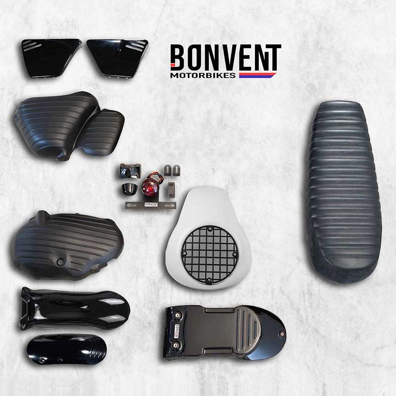 Kit scrambler vintage rallye lite Bonvent pour Royal Enfield 650. Blackpines.fr